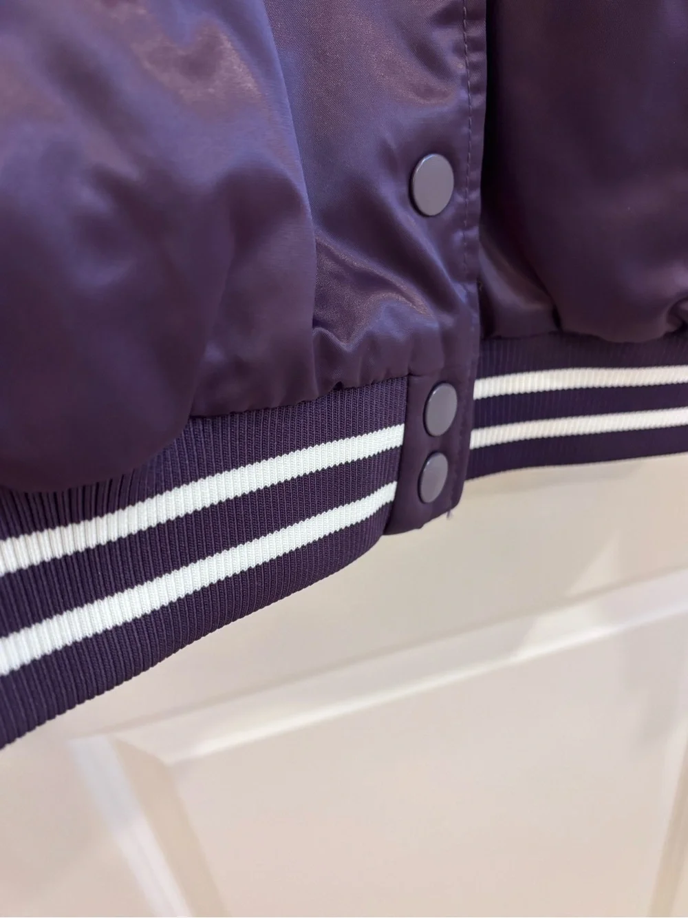 Old Navy Purple Varsity Jacket with White Striped Collar